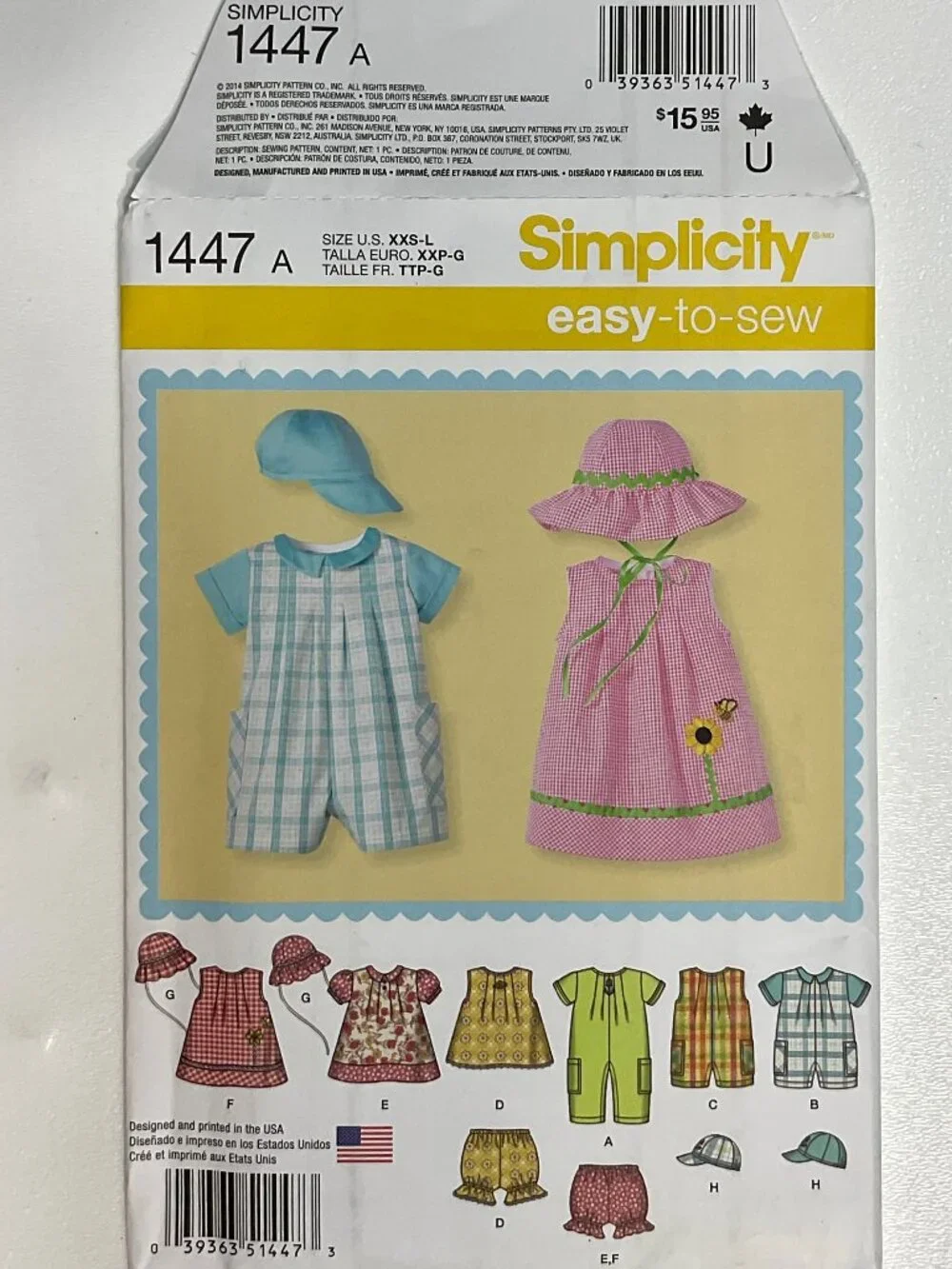 Simplicity 1169 & 1447 Baby Clothes Bundle Uncut Patterns XXS-L Unisex Sewing